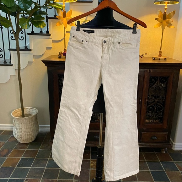 Gucci Cream Flare Wide Leg Denim - Picture 1 of 9